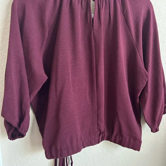 Nine West Maroon Blouse with Tie Hem - Picture 3 of 3